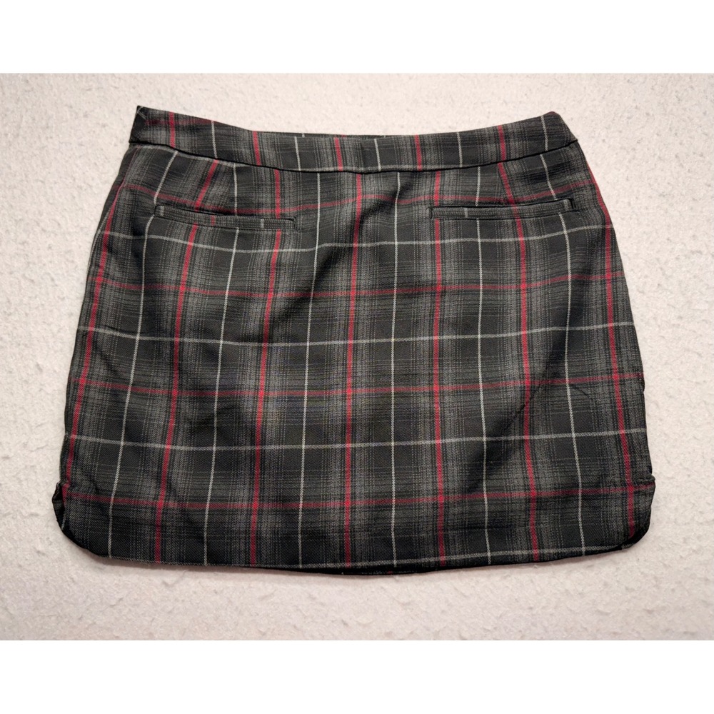 Gap Gray Red Plaid Mini Skirt Front Pockets Side Zipper Women's Size 6